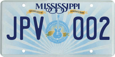 MS license plate JPV002