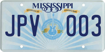 MS license plate JPV003