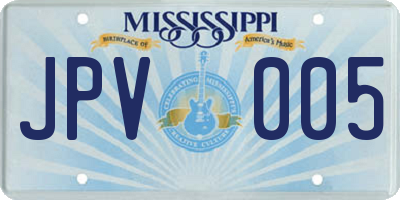 MS license plate JPV005
