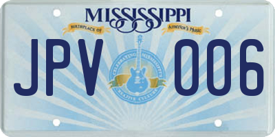 MS license plate JPV006