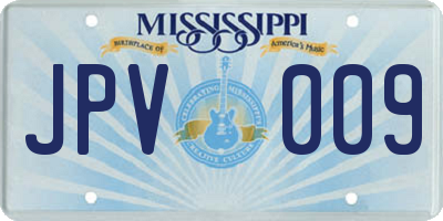 MS license plate JPV009