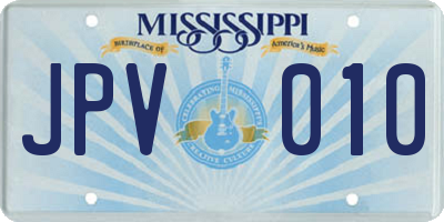 MS license plate JPV010