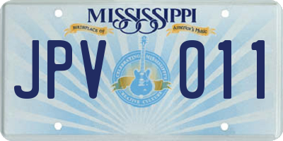 MS license plate JPV011