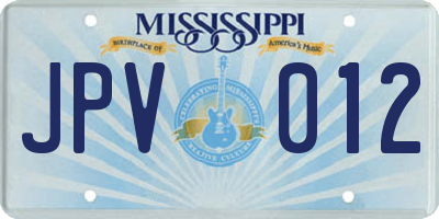 MS license plate JPV012