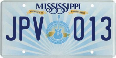 MS license plate JPV013