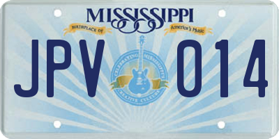 MS license plate JPV014