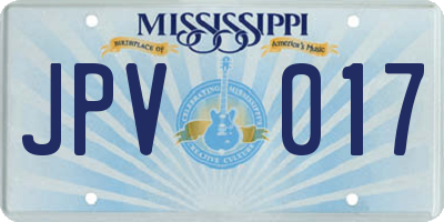 MS license plate JPV017