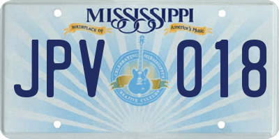 MS license plate JPV018