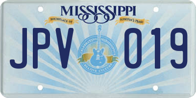 MS license plate JPV019