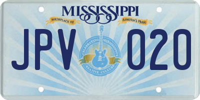 MS license plate JPV020