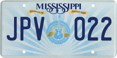 MS license plate JPV022