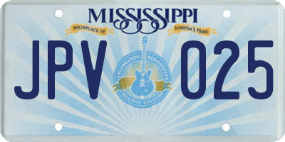 MS license plate JPV025