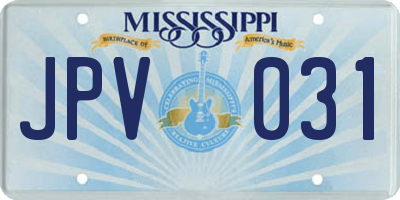 MS license plate JPV031