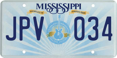 MS license plate JPV034