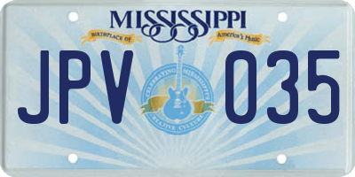 MS license plate JPV035