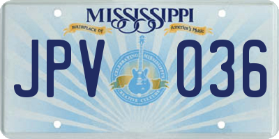 MS license plate JPV036