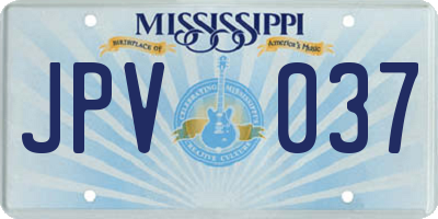 MS license plate JPV037