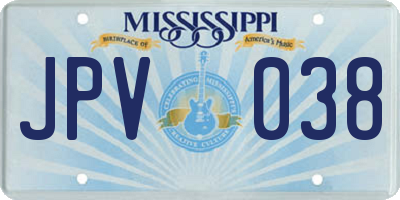 MS license plate JPV038