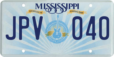 MS license plate JPV040