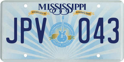 MS license plate JPV043