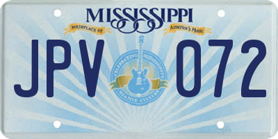 MS license plate JPV072