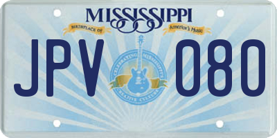 MS license plate JPV080
