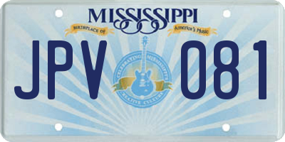 MS license plate JPV081