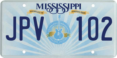 MS license plate JPV102