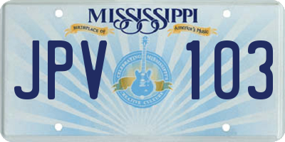 MS license plate JPV103
