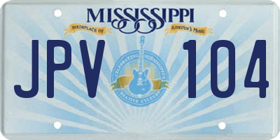 MS license plate JPV104