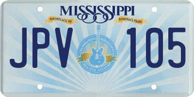 MS license plate JPV105