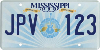 MS license plate JPV123
