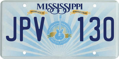 MS license plate JPV130