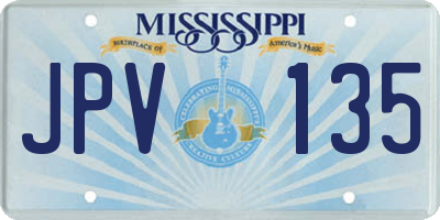 MS license plate JPV135