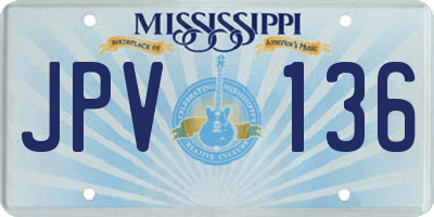 MS license plate JPV136