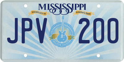 MS license plate JPV200