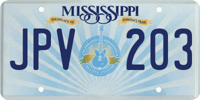 MS license plate JPV203