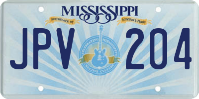 MS license plate JPV204