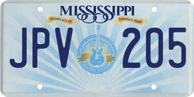 MS license plate JPV205