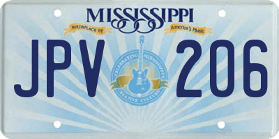 MS license plate JPV206