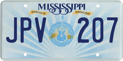 MS license plate JPV207