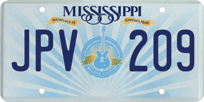 MS license plate JPV209