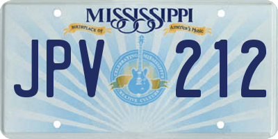 MS license plate JPV212