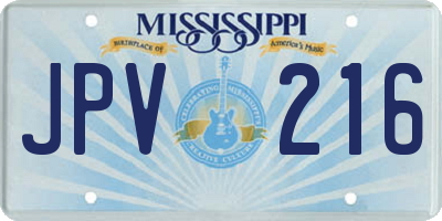 MS license plate JPV216