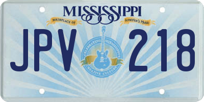 MS license plate JPV218