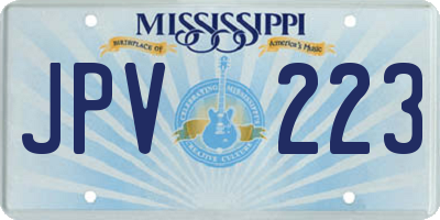 MS license plate JPV223