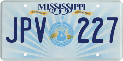 MS license plate JPV227