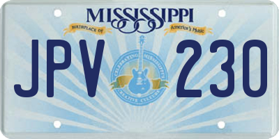 MS license plate JPV230