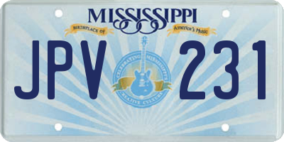 MS license plate JPV231