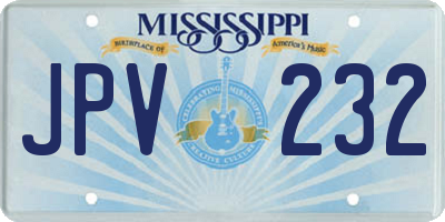 MS license plate JPV232